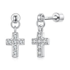 925 Sterling Silver White Gold Plated Pavé Setting CZ Earrings for Women