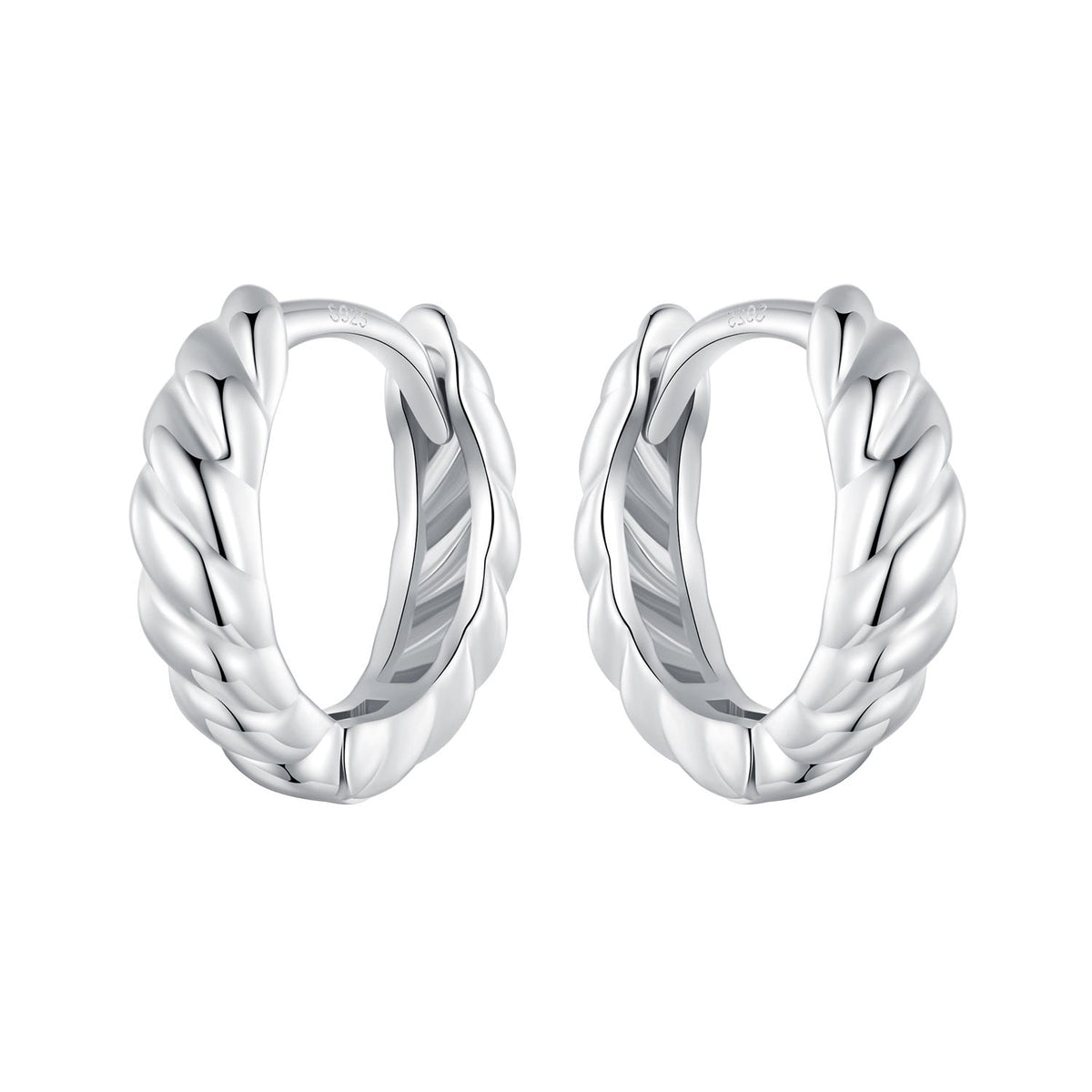 925 Sterling Silver Plated White Gold Earrings for Women - Size 11*3mm