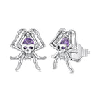 925 Sterling Silver Earrings with Pavé Setting CZ, 1.1 x 1.0 cm, Oxidized Finish for Women