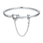 925 Sterling Silver Bracelet with Pavé Setting CZ, Size 17.0 for Women