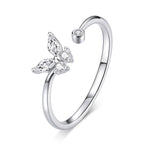 925 Sterling Silver Ring with Pavé Setting CZ, Butterfly Design, 0.6cm for Women