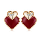 925 Sterling Silver Earrings with Enamel Finish and Pavé Setting in Rose Gold