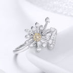 925 Sterling Silver Ring with Plated Platinum and Pavé Setting CZ