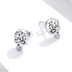 S925 Oxidized Silver Earrings Size 1*0.7cm for Women