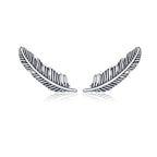 925 Sterling Silver Earrings - Oxidized Silver - 2.4cm x 0.7cm - Women