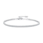 925 Sterling Silver Pavé Setting Bracelet with CZ for Women - Adjustable 18+5cm