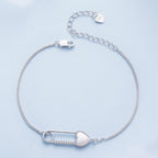 925 Sterling Silver Bracelet with CZ Pendant - 160mm Length and 8x26mm Pendant Size for Women