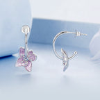 925 Sterling Silver Enamel White Gold Plated Earrings Size 20*14mm