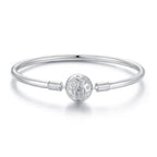 925 Sterling Silver Pavé Setting CZ Bracelet with White Gold Plating for Women - Size 17.0