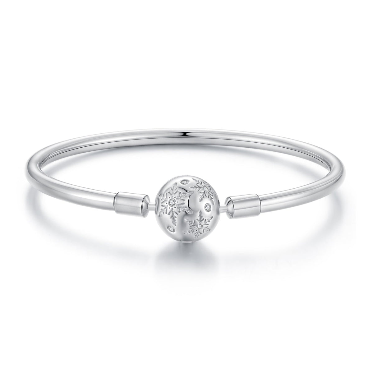 925 Sterling Silver Pavé Setting CZ Bracelet with White Gold Plating for Women - Size 17.0