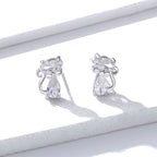 925 Sterling Silver Plated Platinum Earrings with Pavé Setting CZ for Women