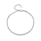 925 Sterling Silver Platinum Plated Bracelet 160+50mm for Women