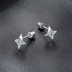 925 Sterling Silver Moissanite Earrings 0.8cm for Women