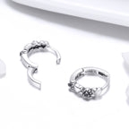 925 Sterling Silver Earrings with Pavé Setting CZ, 1.1*0.3cm