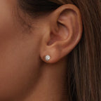 925 Sterling Silver White Gold Plated Moissanite Earrings Size 10mm for Women