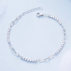 925 Sterling Silver Bracelet with Pavé Setting CZ, Platinum Plated, 14.5+3cm, for Women