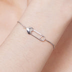925 Sterling Silver Bracelet with CZ Pendant - 160mm Length and 8x26mm Pendant Size for Women