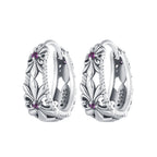 925 Sterling Silver Earrings with Pavé Setting and Oxidized Finish