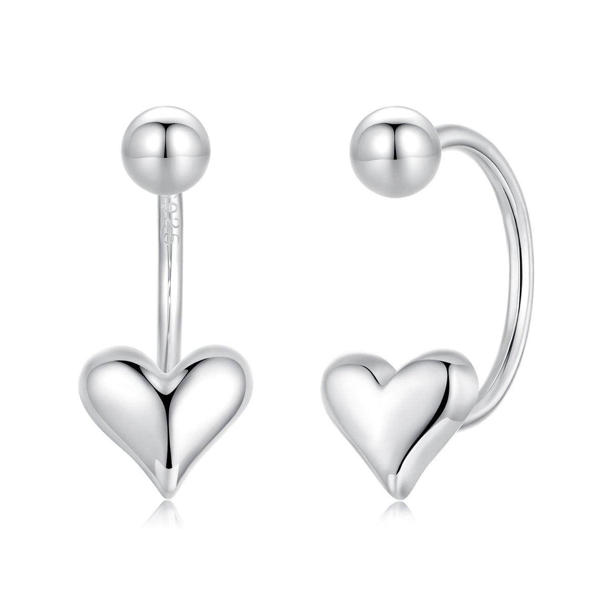 925 Sterling Silver Earrings with White Gold Plating, 1.3x0.58cm for Women