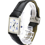 Cartier Must Tank Steel & Leather Quartz Mens Watch — W1014154