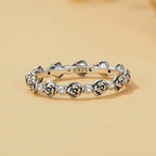 925 Sterling Silver Ring with Pavé Setting CZ - Size 6.0 - Oxidized Silver