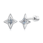 925 Sterling Silver Moissanite Earrings 0.8cm for Women