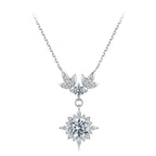 925 Sterling Silver Moissanite Pendant Necklace with Pavé Setting in White Gold - 40+5cm for Women
