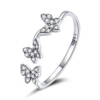 925 Sterling Silver Oxidized Butterfly Ring with Pavé Setting CZ for Women