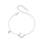 925 Sterling Silver CZ Bracelet with White Gold Plating, 150mm Length for Women