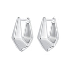 925 Sterling Silver White Gold Plated Earrings 14x6.5mm for Women