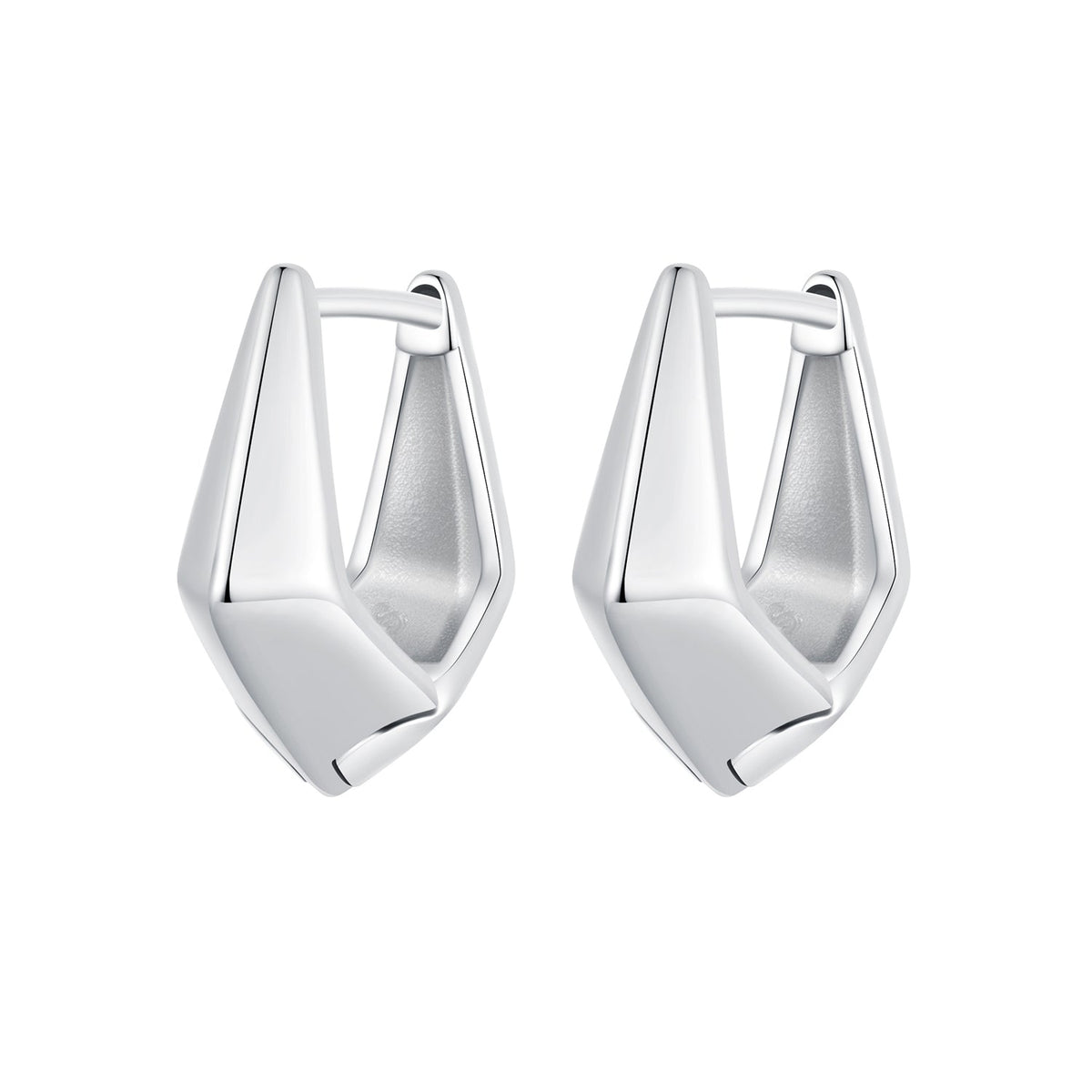 925 Sterling Silver White Gold Plated Earrings 14x6.5mm for Women