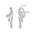 925 Silver White Gold Plated CZ Pavé 1.7 x 0.7 cm Earrings for Women