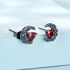 925 Sterling Silver Earrings with Pavé Setting CZ in Black Gold Plating