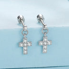 925 Sterling Silver White Gold Plated Pavé Setting CZ Earrings for Women