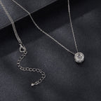 925 Sterling Silver Moissanite Necklace 40+5cm with Pavé Setting for Women