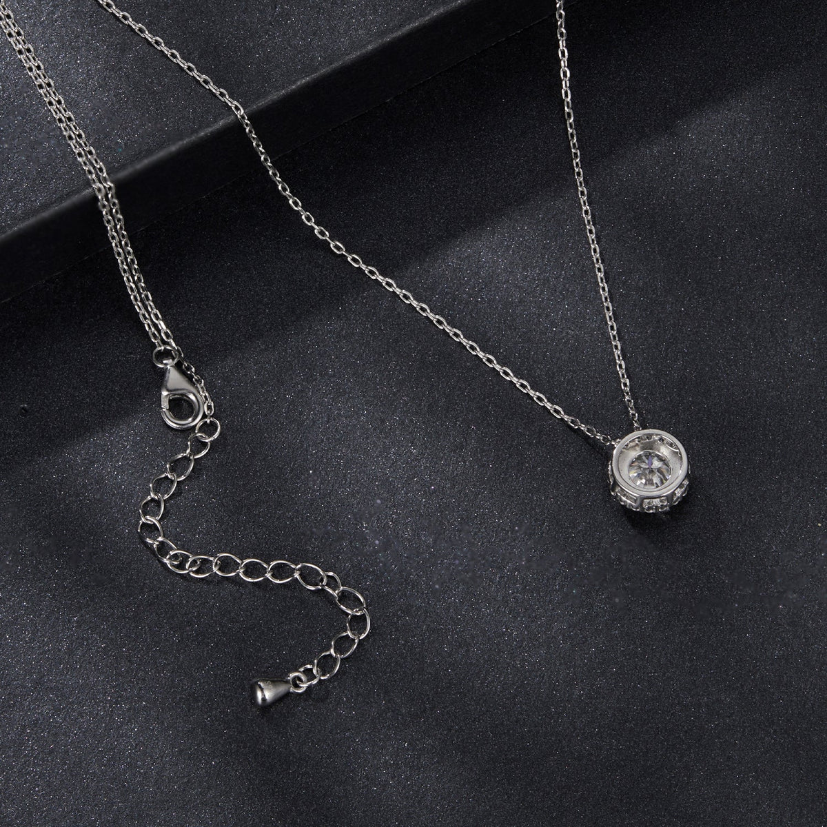 925 Sterling Silver Moissanite Necklace 40+5cm with Pavé Setting for Women