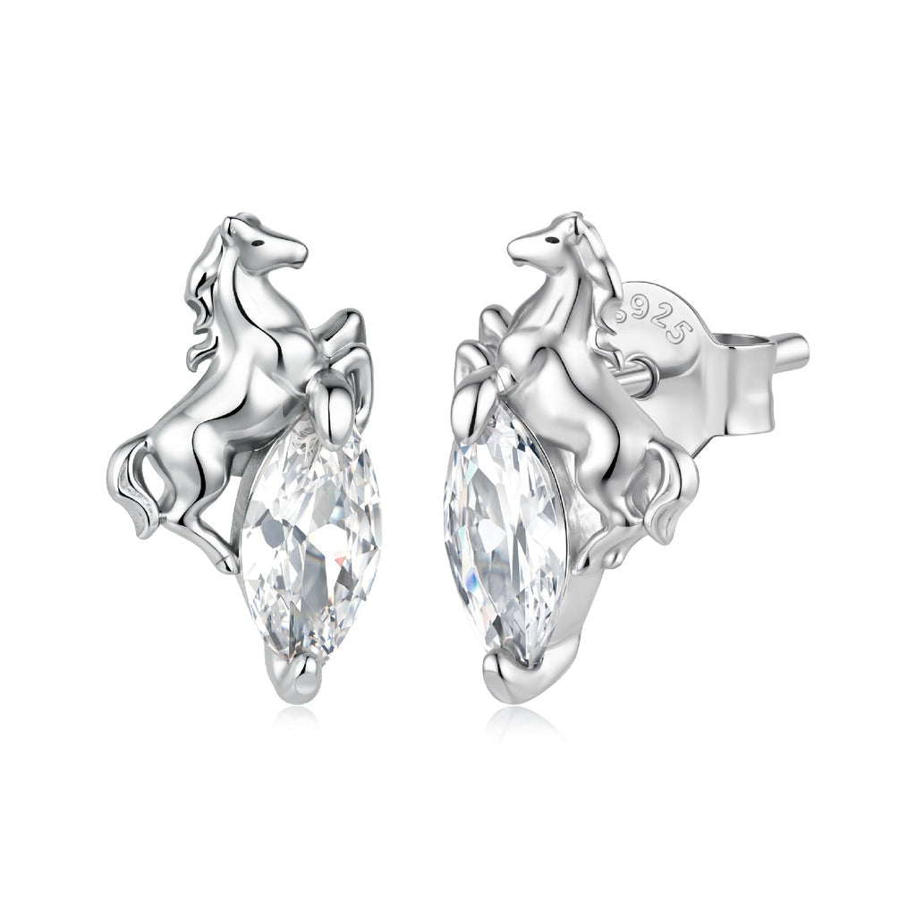 925 Sterling Silver White Gold Plated 1.2 x 0.7 cm Pavé CZ Earrings for Women