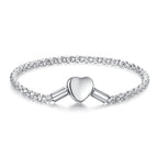 925 Sterling Silver Bracelet 17cm Heart-shaped 1.0cm for Women