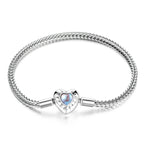 925 Sterling Silver Moonstone Bracelet 17cm for Women