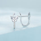 S925 Sterling Silver Small Platinum Plated Earrings with Pavé Setting CZ