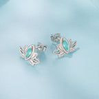 925 Sterling Silver Earrings with Pavé CZ and White Gold Plating, Size 0.9*1.3 cm for Women