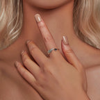 925 Sterling Silver Transparent Glass Ring for Women