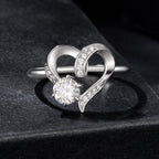 925 Sterling Silver Moissanite Heart-Shaped Ring Size 7 for Women