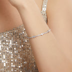925 Sterling Silver & Pavé Setting CZ Bracelet with White Gold Plating for Women