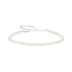 925 Sterling Silver White Gold Plated Shell Pearl Bracelet 16+6cm for Women