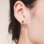 925 Sterling Silver Oxidized Pavé Setting CZ Earrings