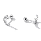 925 Sterling Silver Earrings with Pavé Setting CZ, 0.8*0.6cm for Women