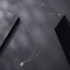 925 Sterling Silver Moissanite White Gold Plated Necklace for Women, Length 40+5cm