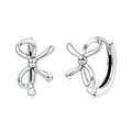 925 Sterling Silver White Gold Plated 1.1 x 0.85 cm Hoop Earrings for Women