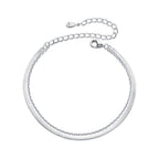 925 Sterling Silver 15+6cm White Gold Plated Bracelet for Women
